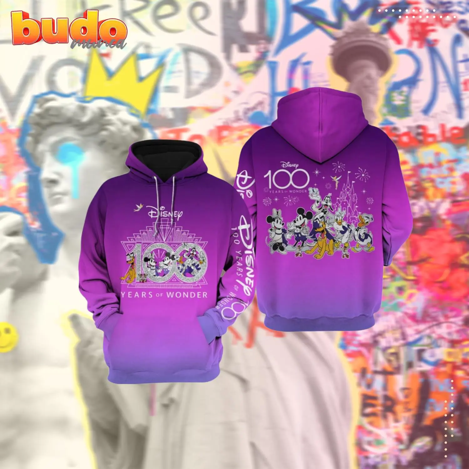 Disney 100 years of wonder purple unisex hoodie luxury brand clothing special gift outfit for men women